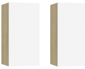 TV Cabinets 2 pcs White and Sonoma Oak 30.5x30x60 cm Engineered Wood