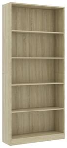 5-Tier Book Cabinet Sonoma Oak 80x24x175 cm Engineered Wood