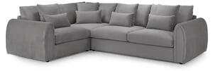 Millburn Velvet Left Hand Corner Sofa In Grey