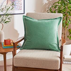 Embroidered Oxford Edge Square Cushion Yew
