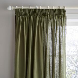 Contrast Edge Unlined Pencil Pleat Curtains Olive