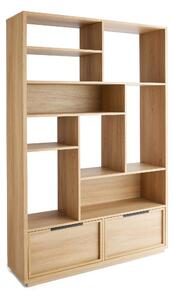 Hardy Wide Bookcase with 2 Drawers, Oak Effect Oak