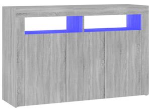 Sideboard with LED Lights Grey Sonoma 115.5x30x75 cm