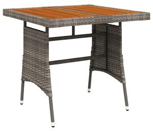 Garden Table Grey 70x70x72 cm Poly Rattan & Solid Acacia Wood