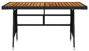 Garden Table Black 130x70x72 cm Poly Rattan & Solid Acacia Wood