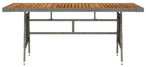 Garden Table Grey 160x70x72 cm Poly Rattan & Solid Acacia Wood