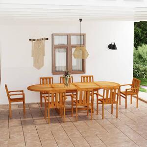 9 Piece Garden Dining Set Solid Teak Wood