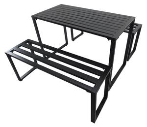 Outsunny 3Pcs Outdoor Dining Set Metal Beer Table Bench Patio Garden Yard Black