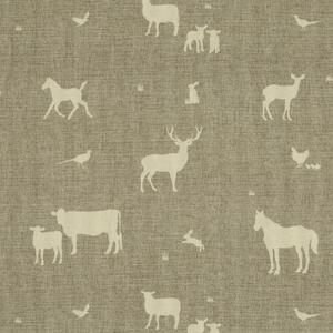 ANTE DECOR Country Animals Printed Cotton Fabric Beige Cream
