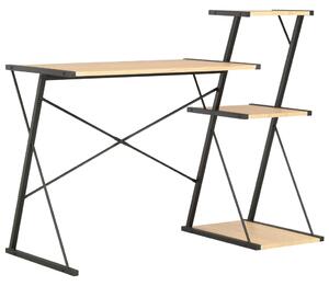 Desk with Shelf Black and Oak 116x50x93 cm