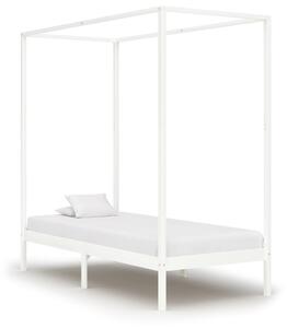 Canopy Bed Frame without Mattress White Solid Wood 90x200 cm