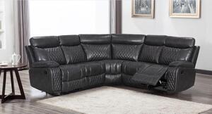 Hampton Genuine Reclining Corner Group Sofa 2+C+2 Charcoal Grey Real Leather In Stock