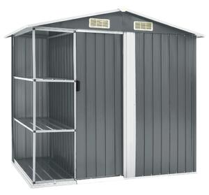 Garden Shed with Rack Grey 205x130x183 cm Iron