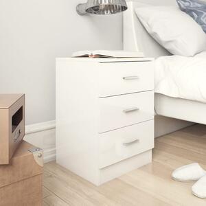 Bedside Cabinet High Gloss White 38x35x56 cm Engineered Wood