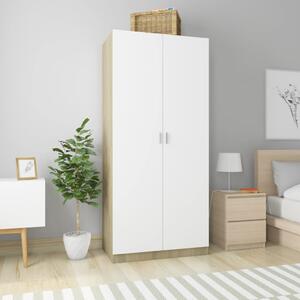 Wardrobe White and Sonoma Oak 90x52x200 cm Engineered Wood