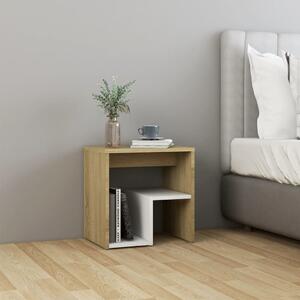 Bed Cabinet White and Sonoma Oak 40x30x40 cm Engineered Wood