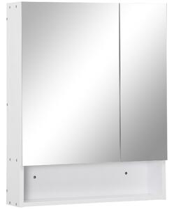 Kleankin Bathroom Cabinet with Mirror, Wall Mounted Bathroom Mirror Cabinet with Adjustable Shelf, 2 Doors Storage Cupboard, White