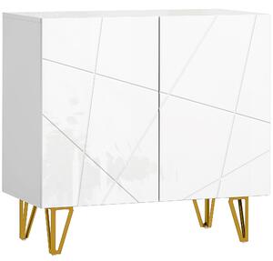 HOMCOM Modern Luxe High Gloss Sideboard, with Hairpin Legs - White