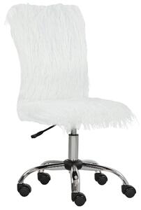 HOMCOM Plush Office Desk Chair, Modern Armless Swivel Vanity Chair with Adjustable Height for Home Office, Bedroom, Living Room, White