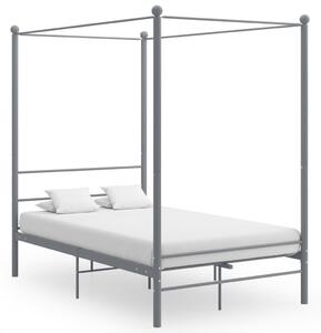 Canopy Bed Frame without Mattress Grey Metal 140x200 cm