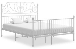 Bed Frame with Headboard without Mattress White 160x200 cm Metal