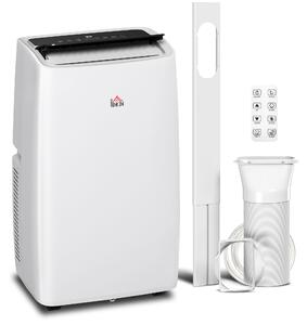 HOMCOM 14,000 BTU Portable Air Conditioner Dehumidifier Cooling Fan up to 40m², w/ Remote, LED Display, 24H Timer, Window Mount Kit, White Aosom UK