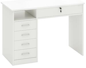 HOMCOM Computer Desk, Home Office Desk with Lockable Drawer, Storage Shelf for Study Bedroom, 110 x 50 x 76 cm, White