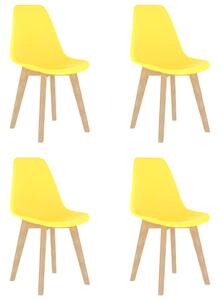 Dining Chairs 4 pcs Yellow Plastic