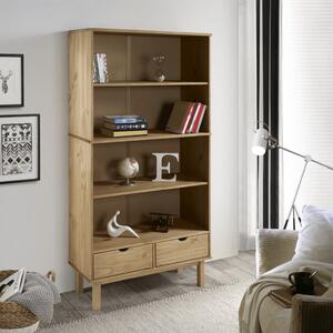 Bookcase OTTA with 2 Drawers Brown Solid Wood Pine