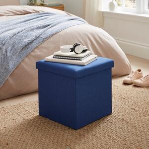 Faux Linen Cube Storage Ottoman