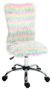 HOMCOM Armless Computer Desk Chair, Fluffy Fabric Swivel Office Chair, Makeup Vanity Chair with Height Adjustable, Wheels, Unicorn Tone Aosom UK