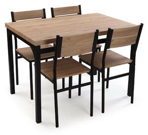 Table set with 4 chairs Versa PVC Metal MDF Wood 70 x 76 x 110 cm