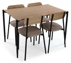 Table set with 4 chairs Versa PVC Metal MDF Wood 70 x 75 x 110 cm