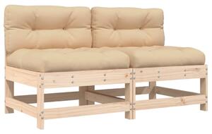 Middle Sofas with Cushions 2 pcs Solid Wood Pine