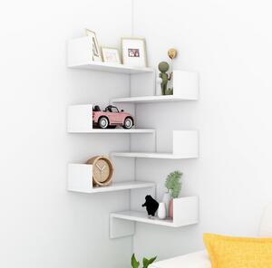 Wall Corner Shelf 2 pcs High Gloss White 40x40x50 cm Engineered Wood