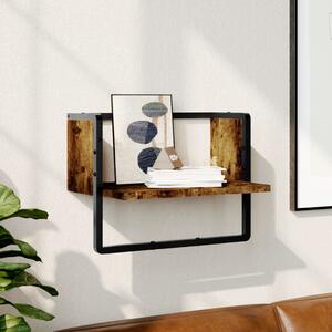Wall Shelf with Bar Smoked Oak 40x25x30 cm