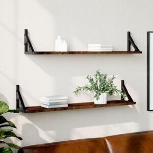 Wall Shelves 2 pcs Smoked Oak 80x15x15.5 cm Engineered wood