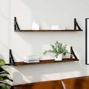 Wall Shelves 2 pcs Brown Oak 80x15x15.5 cm Engineered wood