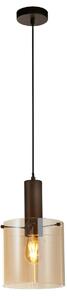 Searchlight Sweden Ceiling Pendant Light In Mocha Finish With Amber Glass 88910-1MO