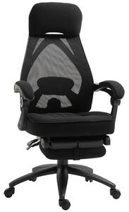 Vinsetto Mesh Office Chair: Reclining Lounger with Footrest, Adjustable High-Back & Headrest, Jet Black