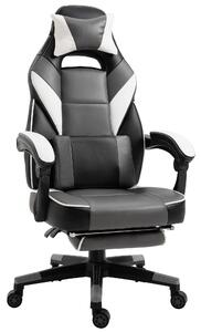 Vinsetto Gaming Chair Ergonomic Recliner w/ Thick Padding Footrest Headrest Lumbar Pillow 5 Wheels Racing Swivel Height Adjustable Home Office Grey