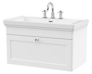Classique Wall Mounted 1 Drawer Vanity Unit With Basin Satin White