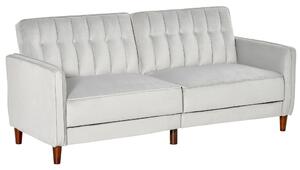 HOMCOM Modern Convertible Sofa Futon Velvet-Touch Tufted Couch Compact Loveseat with Adjustable Split Back, Light Grey