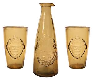 Dexam Sintra Recycled Glass Caraffe and 2 Tumbler Set Ochre