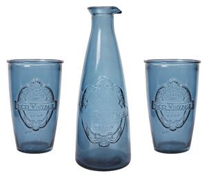 Dexam Sintra Recycled Glass Caraffe and 2 Tumbler Set Ink (Blue)