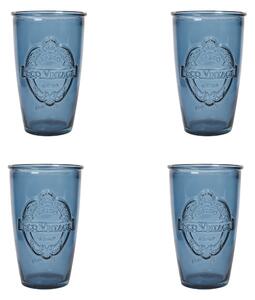 Dexam Set of 4 Sintra Recycled Glass Tumblers Ink (Blue)