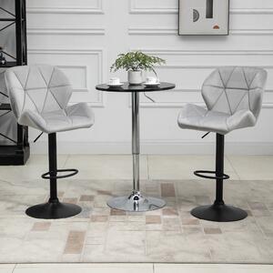 HOMCOM Bar Stool Set of 2 Fabric Adjustable Height Armless Upholstered Counter Chairs with Swivel Seat, Light Grey