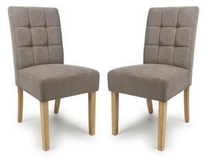 Mendoza Light Brown Fabric Dining Chairs With Natural Legs In Pair