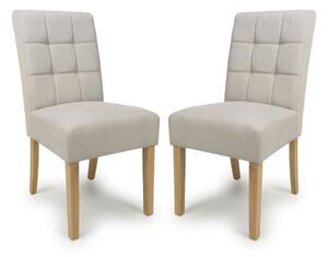 Mendoza Natural Fabric Dining Chairs With Natural Legs In Pair