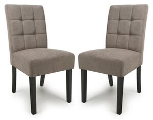 Mendoza Light Brown Fabric Dining Chairs With Black Legs In Pair